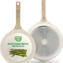 GreenLife Nonstick 2 Piece Frying Pan Set, 9.5" & 11" Skillets Ceramic PFAS-Free Nontoxic, Induction Suitable, Wood Print Handles, Stay-Cool Handles, Deep Cooking Skillets, Egg Pan, Granite Cream