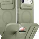 SURITCH for iPhone Air Case with Camera Control Cover, Camera Slide Cover and Adjustable Kickstand, Compatible with MagSafe, Shockproof Bumper Protective Cases for iPhone 17 Air 6.5 Inch, Green