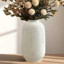 White Ceramic Flower Vase Home Decor - Large Tall Farmhouse Table Vases Rustic Living Room Kitchen Bedroom Decorations for House Book Shelf Office Coffee Desk，Hand-Made Textured Surface (10.8“ H)