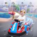 ELEMARA Kids Bumper Car with Big Wheel, 12V Toddler Bumper Cars with Remote, 2.2 Mph Max, Baby Bumping Toy Car with DIY Stickers,360 Degree-Spin, Bluetooth, Music,LED Lights, Deep Red, 27 inches x 21.3 inches x 18.3 inches