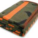 PuTian Merino Wool Blanket - Warm, Thick, Washable, 87" x 63" Large Throw for Outdoors, Camping,Couch, Bed, Travel - Super Soft Wool Blanket (Striped Fire Green)