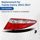 RH Tail Light Replacement for Toyota Camry 2015 2016 2017 Rear Tail Lamp Assembly TO2805121 8155006640 Passenger Side