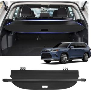 Cargo Cover Fit for Toyota Highlander 2020 2021 2022 2023 2024 2025 Accessories,Retractable Rear Trunk Cover Luggage Security Shield Shade Cover (Toyota Highlander 2020-2025)