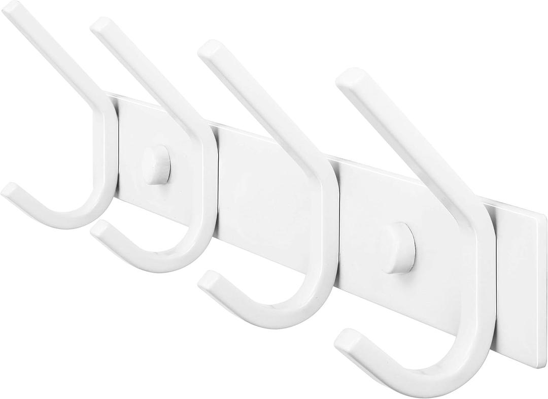 WEBI Coat Rack Wall Mounted, Coat Hooks Wall Mount, Coat Hanger Wall Hook Rack, 4 Hooks for Hanging Coats, Hats, Jacket, Clothes, White