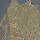 Wenrine Women's Sequin Dress Sexy V Neck Spaghetti Strap Backless Mini Dresses Club Party Dresses (XX-Large, Champagne)