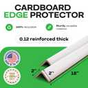 IDL Packaging Cardboard Edge Protector 2" X 2" X 18", Pack of 50 - V-Board Reinforced Cardboard Corners for Shipping - White Kraft Cardboard Corners for Packing - Moving Corner Protectors