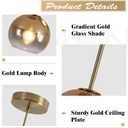 KCO Lighting 1-Light Modern Glass Pendant Lights Large Gold Globe Pendant Light Mid Century Single Pendant Light Kitchen Island Dining Room Lighting Fixtures Ceiling Hanging