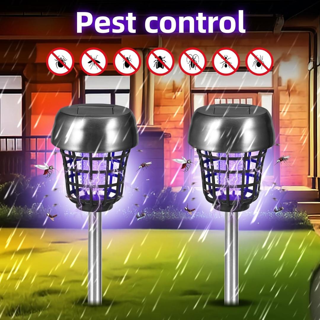 4 Pack Solar Bug Zapper Outdoor Waterproof, Upgraded Mosquito Zapper & Killer for Gnats, Flies, Insects