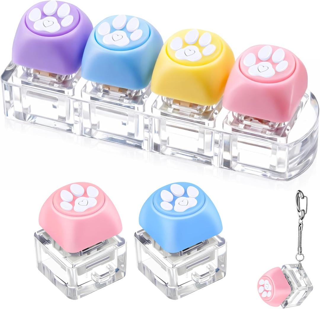 Taiyin 3 Pcs Keyboard Clicker Keyboard Fidget Keychain Decompression Button Stress Relief Gift for Adult to Relief Stress Pass the Time (Dog Paw Style)