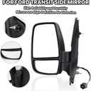 Driver Side Mirror,Mirror Assembly Compatible With 2015-2025 Ford Transit 150 250 350 350 HD,Transit Tow Power Glass,Towing Without Signal Light Non Heated,Black(Short Arm)