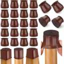 24 Pcs Chair Leg Floor Protectors Round, Silicone Felt Furniture Leg Pads Caps Covers for Hardwood Floors (Fit 15/16" to 1-5/16") (Brown)