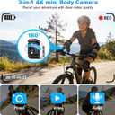 4k Mini Body Camera with Audio and Video Recording, 128GB Wearable Camera with 180 Rotating Lens, Chest Camera with Night Vision & 6-Hour Battery Life for Travel, Cycling, Work Security