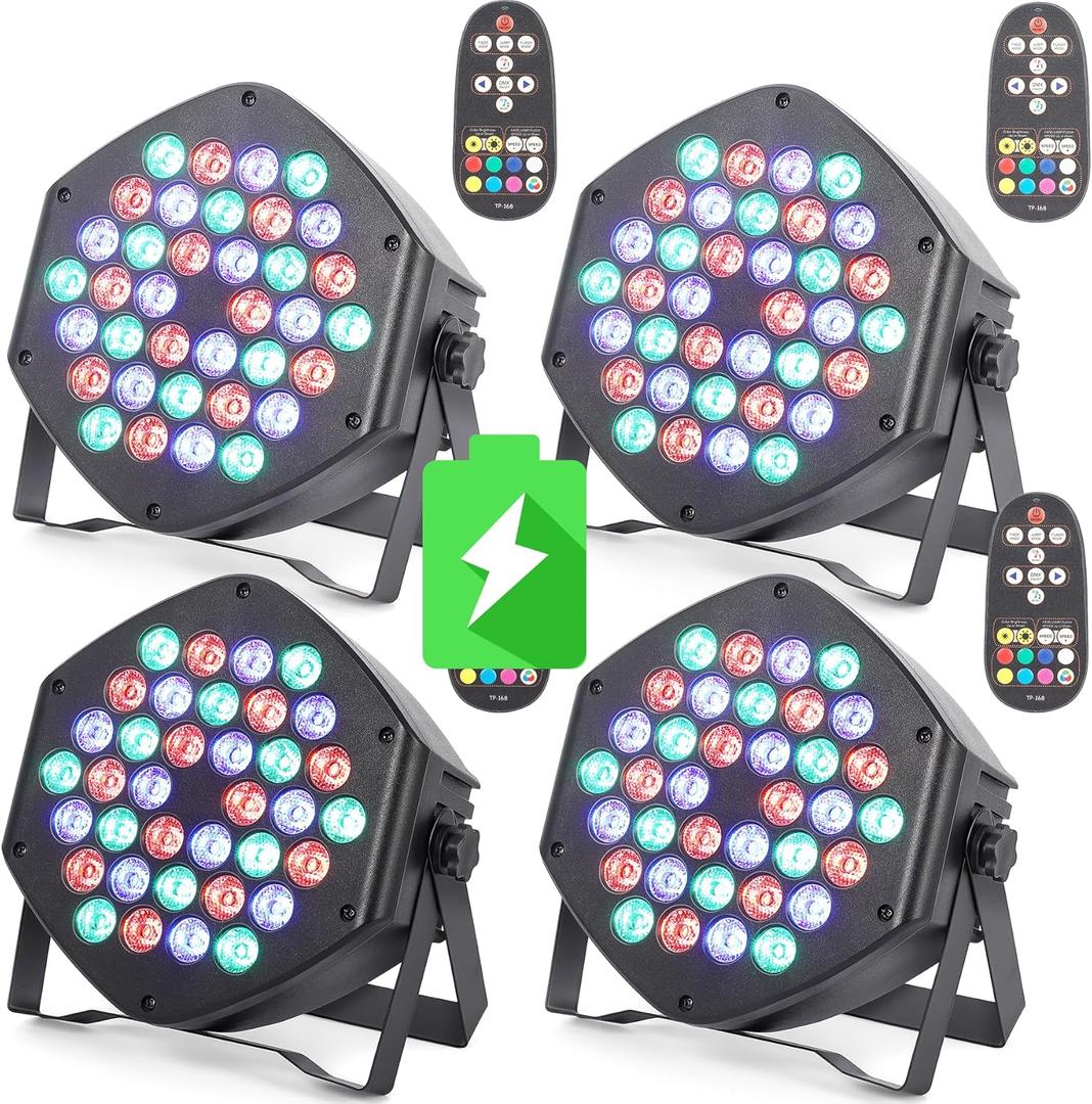 Wireless Rechargeable Par Can Lights 4 Pack Wireless Led Uplights Battery Powered Uplighting RGB 36W Stage Lighting for Events Dj Wedding Party Litake