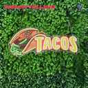 Tacos UV-printed Neon Kitchen Sign (Large Size 24''x11'') Walking Taco Bar Sign Mexican Food Gifts for Taco Lovers Restaurant Decorations Unique Gift Shop
