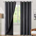 BGment Dark Grey Blackout Curtains for Bedroom Window 84 Inch Length 2 Panels Set, 100% Light Blocking Thermal Insulated Grommet Drapes for Living Room Darkening with Black Liner, 52 Inch Wide Each