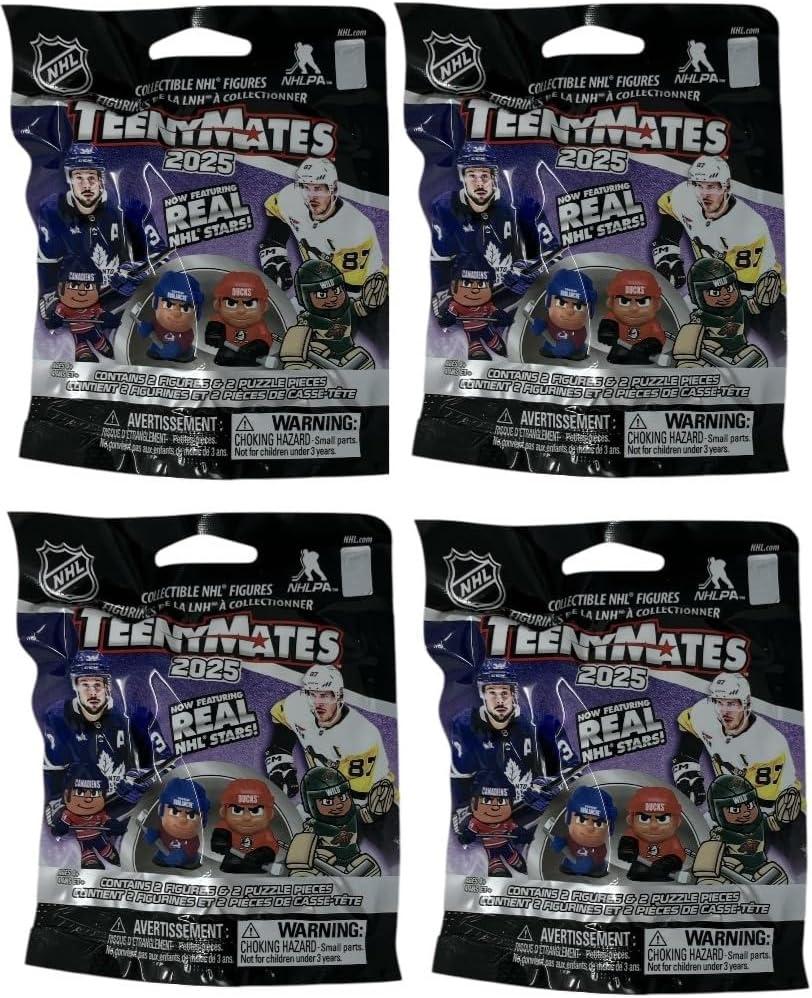 Teenymates Party Animal 2025 NHL Series 11 Hockey Figures Gift Set Party Bundle, Lot of 4 Mystery Packs