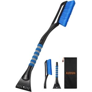 AstroAI 27" Snow Brush and Ice Scrapers for Car Windshield, Detachable Snow Scrapers with Ergonomic Foam Grip for Cars, Trucks, SUVs (Heavy Duty ABS, PVC Brush, Blue)