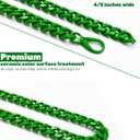 Cuban Link Dog Collar - 3/4 in Wide Irish Green Metal Chain Collar, Designed Puppy Necklace, Stands Out Costume Jewelry for Bully, Doberman,Boxer 24"