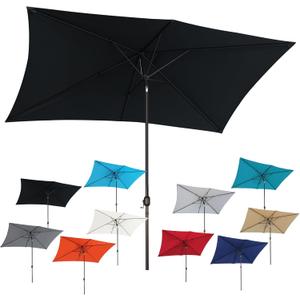 Blissun Rectangular Patio Umbrella, Table Market Umbrella with Tilt and Crank, Outdoor Umbrella for Garden, Deck, Backyard, Pool and Beach (6.5 x 10 FT, Black)