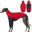 DENTRUN Greyhound Dog Sweatshirt, Fleece Turtleneck Jumper for Greyhounds & Whippets - Warm Knitted Sweater for Lurchers, Italian Greyhounds, Salukis (M, Red)