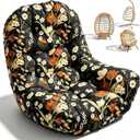 Waterproof Egg Chair Cushion Replacement Outdoor Hanging Chair Cushion 47x35x7 Inches Thicken Egg Chair Cushions with Ties, Black Peony
