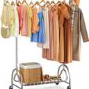 TigerParty Heavy Duty Clothing Rack for Hanging Clothes, Metal Clothes Rack Load 600 LBS, Rolling Coat Racks for Hanging Clothes with Lockable Wheels, Wardrobe Closet Garment Racks for Bedroom