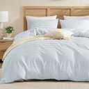 Andency Gingham Duvet Cover Queen Size, Blue Checkered Plaid Bedding Set, 3 Pieces Soft Prewashed Polyester Comforter Cover with Zipper Closure & Corner Ties