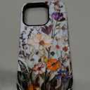 LUHOURI for iPhone 15 Pro Case,Wireless Charging Compatible,Dual-Layer - Soft Silicone Inner + Hard Outer Shell,Cute Wildflower Design,Protective Phone Cover for Women - Marble Pressed Flowers