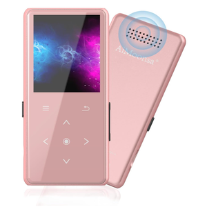 64GB MP3 Player with Bluetooth 5.2, AiMoonsa Music Player with Built-in HD Speaker, FM Radio, Voice Recorder, HiFi Sound, E-Book Function, Rose Gold