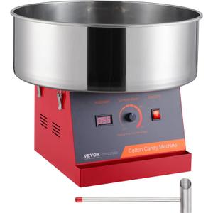 VEVOR Cotton Candy Machine Commercial, 1000W Electric Floss Maker with Stainless Steel Bowl, Sugar Scoop, Storage Drawer, Perfect for Home, Carnival, Kids Birthday, Family Party, Red