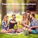 Portable Wireless Speaker, BT5.3, IPX6 Waterproof,Stereo Sound, RGB Lights,TWS Pairing,TF-Card in, for Home Theater, Party,Outdoor Travel (Gray)