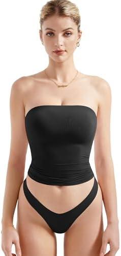 SUUKSESS Women Sexy Tube Top Summer Y2K Going Out Double Lined Basic Tank Top Size M