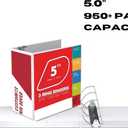 3 Ring Binder, Professional Angle D Ring Binder 5 Inch, Presentation Folder for Standard Pages 8.5 x 11 with Pockets, Crystal Clear View White (1 Pack)