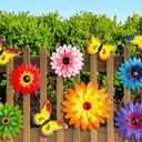 Gisafai 10 Pcs Metal Flowers Butterfly Wall Art Decor 6 Pcs Metal Daisy Flower Decoration Hanging Sculpture 4pcs 3D Wall Art Gift for Christmas Outside Outdoor Backyard Garden Lawn Balcony(Fashion)