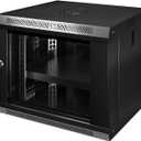 9U Wall Mount Server Cabinet IT Network Rack Enclosure Lockable Glass Door Black