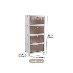 YYW-4 Tier Collapsible Storage Bins with Wheels and Lid - 23QT Stackable Closet Organizers, Foldable Plastic Containers (High yabai large three layers 44*31.5*74 with pulley), White