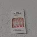 French Tip Press on Nails Mediun Almond Fake Nails Press ons Chrome False Nails with Designs Glossy Full Cover Acrylic Glue on Nails Cute Artificial Stick on Nails for Women Manicure Decoration 24Pcs