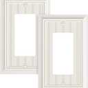 2-Pack Classic Beadboard Decorator Wall Plate Cover, Light Almond Decorative Switch Plates and Outlet Covers, Durable Natural Bamboo Fiber Wall Plates for Electrical Outlets, Receptacle, GFCI Outlet