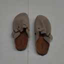 Womens Suede Clogs Mens Genuine Leather Mules Cork Footbed Sandals with Arch Support,13 Women/12 man