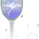 Faicuk Rechargeable Handheld Bug Zapper Racket 2 in 1 Electric Fly Swatter (2 in 1 Green)
