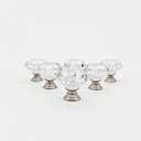 6 Pack Crystal Cabinet Knobs Brushed Nickel, Clear 30MM Diamond Glass Decorative Pull Handles for Dresser Drawers, Modern Kitchen Bathroom Furniture Hardware (Nickel Base, Small)