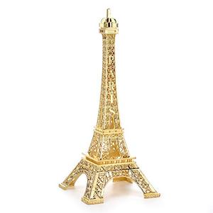 ESHATO Gold Metal Eiffel Tower Statue, 10inch Decorative Figurine Replica Stand Holder for Cake Topper Table Decor Gift Party Home Decoration