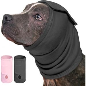 AOFITEE Dog Calming Hoodie, Anti-Slip Headband for Dog Hematoma, Adjustable Dog Ear Muffs Cover for Noise Anxiety, Dog No Shake Ear Wrap for Grooming, Fireworks, Thunderstorms, Drying, Grey Small