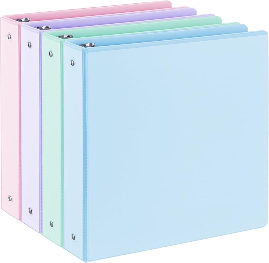 1.5'' 3-Ring-Binder with Pockets, 325 Sheets Capacity, 2 inch Binders fits 11" x 8.5" US Letter Size, Assorted 4 Pastel Colors - Ideal for School, Office, and Home Use (1.5 inch)