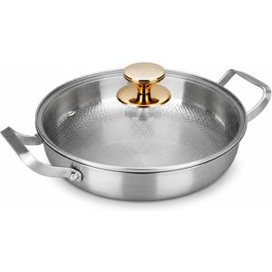 Titanium Pans for Cooking, Upgrade Double Handle Non Stick Titanium Hammered Pan, Ultra-Durable, Scratch-Resistant, Even Heating Skillet, Induction & Oven-Safe, Dishwasher Safe, PFOA Free Cook