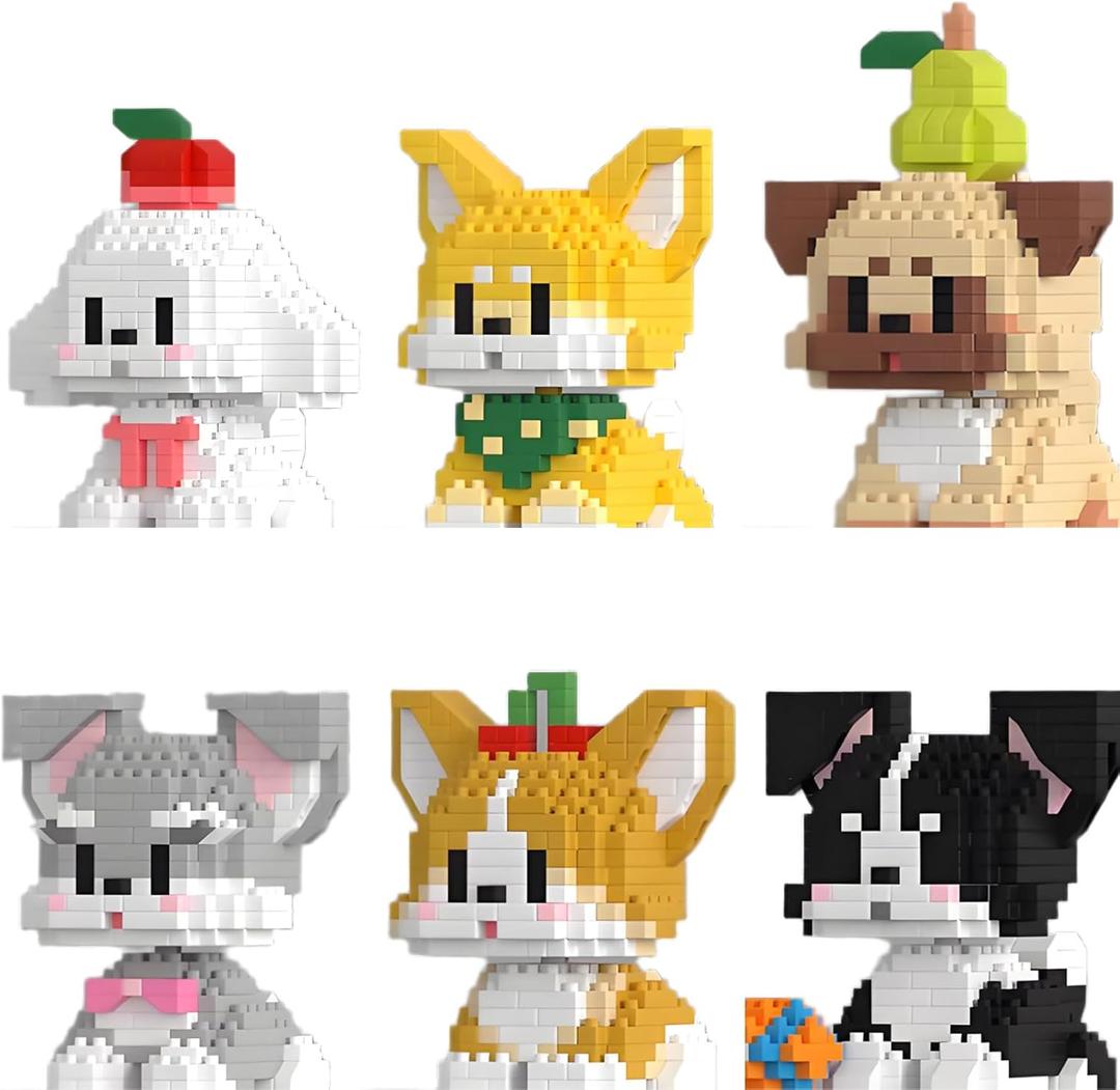 YCJZXMS Dog Micro Mini Blocks Set 6 Pack Animals Buildling Model Kits Mini Bricks Dog Series Toys for Adult or Kids Preferred Party Gifts