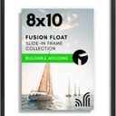 Americanflat 8x10 Floating Picture Frame with Shatter-Resistant Glass - Fits 6x8 Photos or Smaller - Slide-in Photo Frame - Fusion Float Collection - Floating Frames for Tabletop or Wall - Black