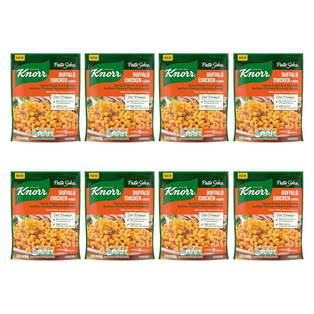 Knorr Pasta Sides Buffalo Chicken Flavor Pasta 8 ct for a Delicious + Quick Side Dish, with No Artificial Flavors or Preservatives, 4.2 oz, BBD DEC/27/2026