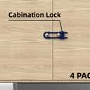 4 Pack Child Proof Sliding Cabinet Door Code Locks Baby Safety Cupboard Locks Adjustable U Shaped Cabinet Latches for Knob Handle Drawers Closet (4 PCS, Blue)