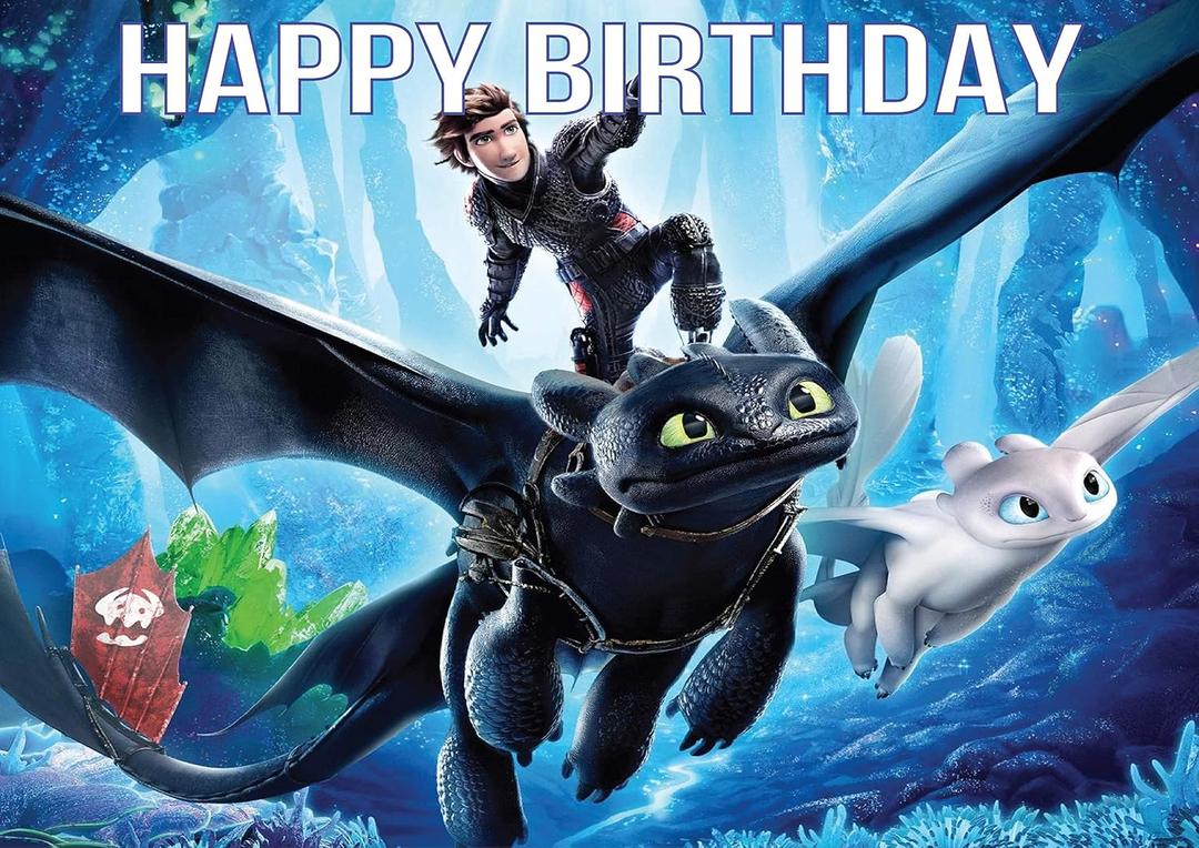 8.3 Inch Dragon Adventure Inspired Cake Topper  Square Edible Birthday Cake Decorations, Happy Birthday Cake